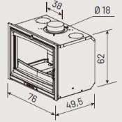 Insert bois - MODANE 75-V - Porte vitrée + Turbo - 10 kw