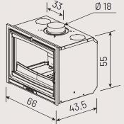 Insert bois - MODANE 65-V - Porte vitrée - 7kw 